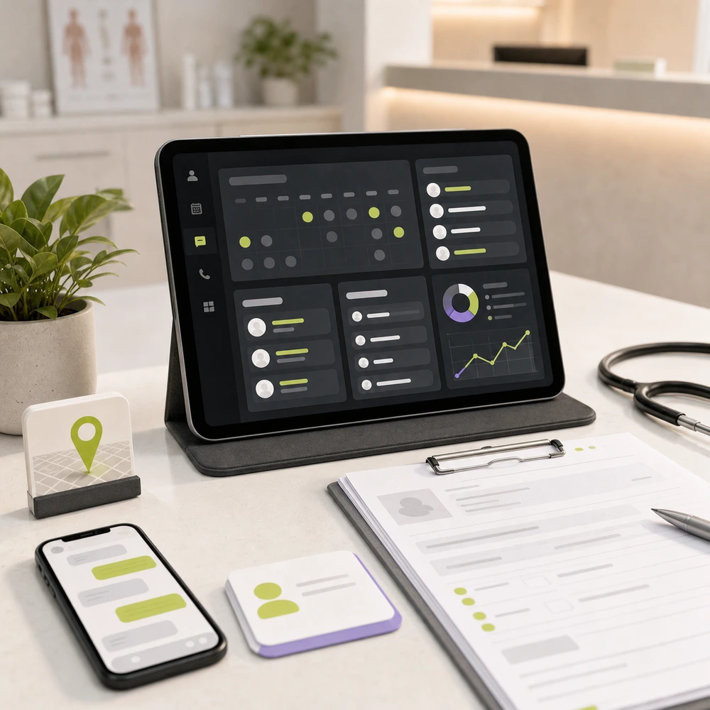 Healthcare website systems illustration