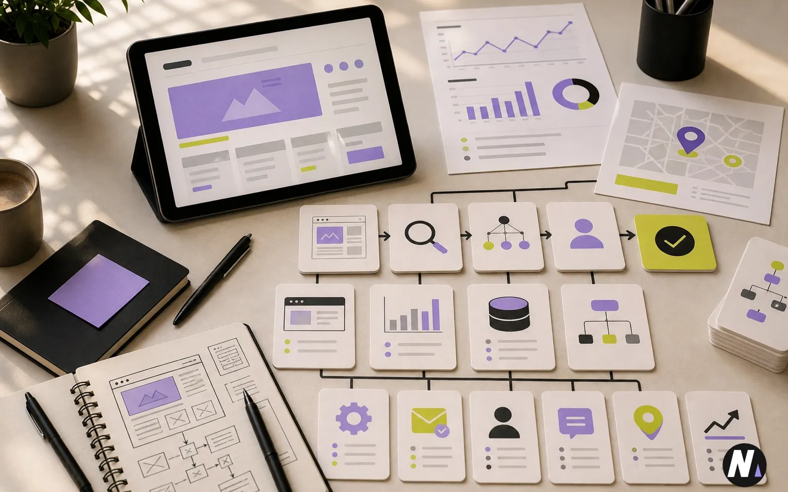 Premium Naman Modi workspace showing website planning, SEO reporting, CRM and ERP workflow cards, automation handoffs, local visibility planning, and approval checkpoints
