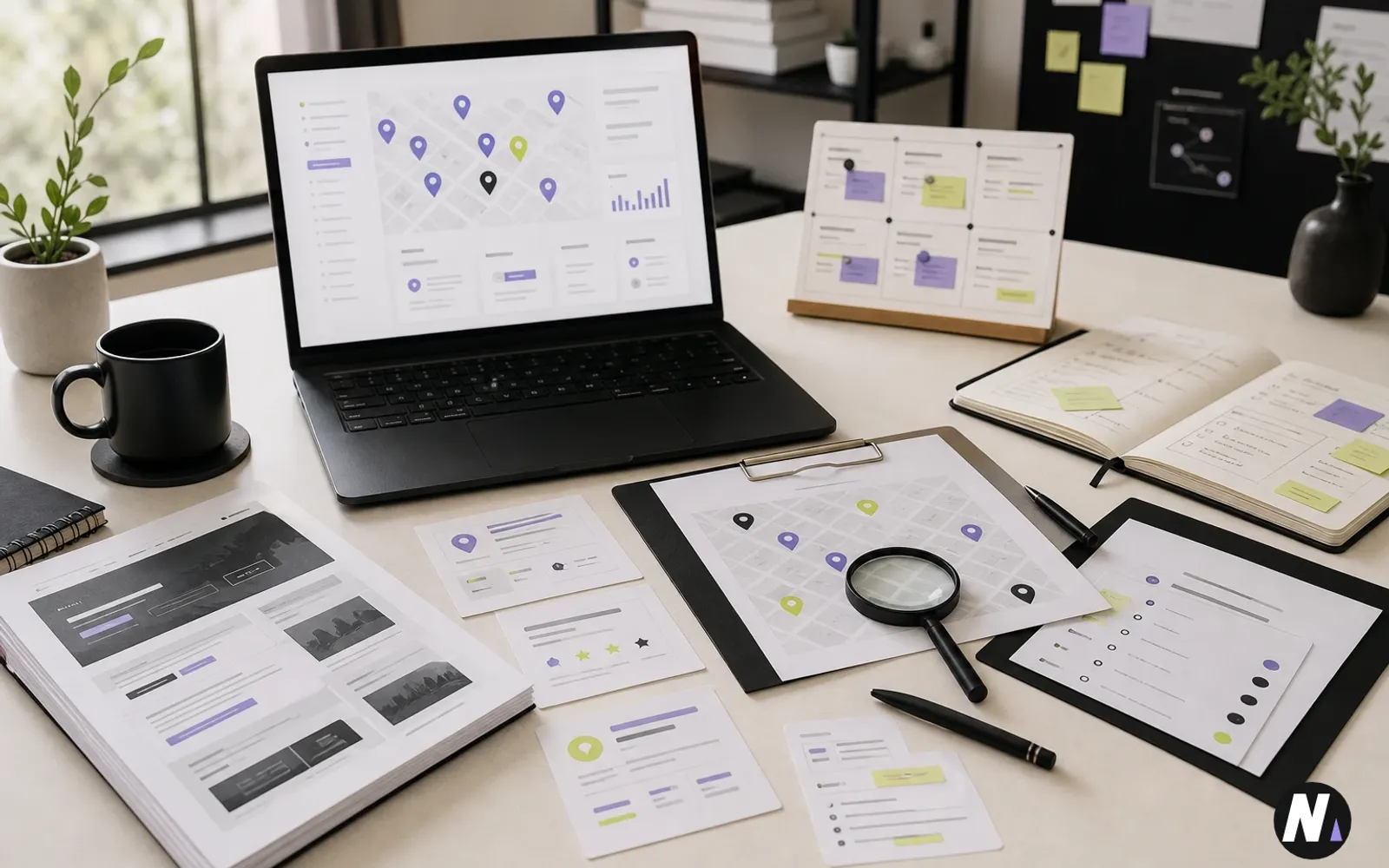 Premium Naman Modi workspace showing clinic local SEO planning with map visibility, service pages, reviews, call tracking, and follow-up workflow cards