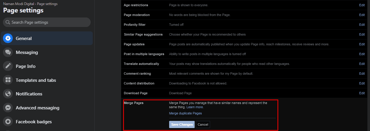 how to delete facebook - Merge page