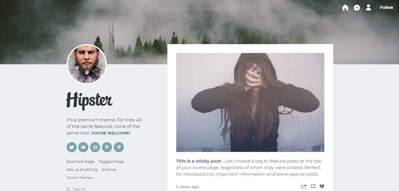 Free Tumblr Themes-hipster 