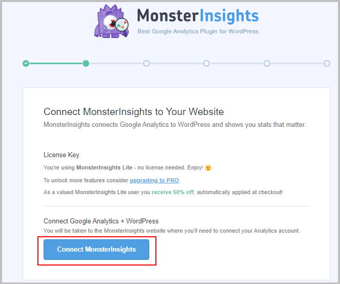 Connect MonsterInsights to Google Analytics
